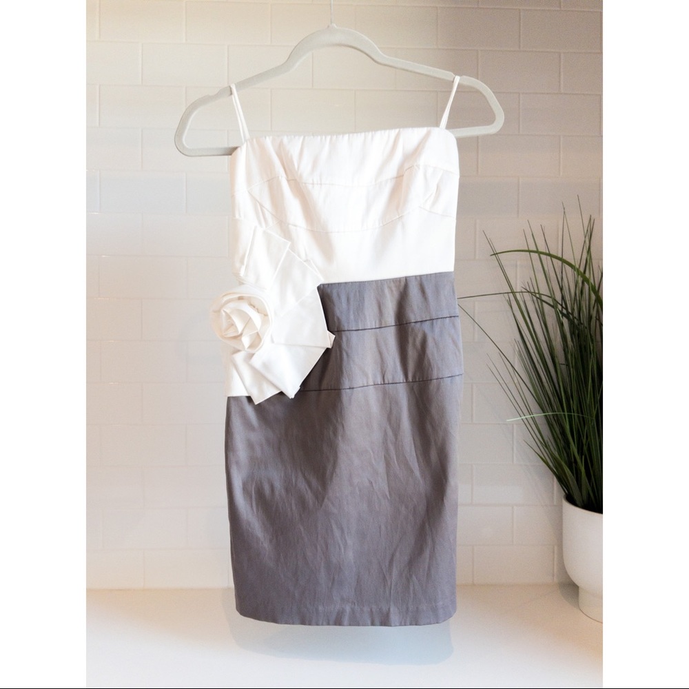 Mystic Size S Grey & White Strapless Dress